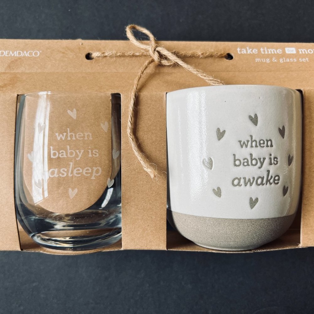 DEMDACO "Take Time for Mom" Wine Glass & Mug Set NIB